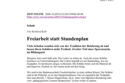 ZEIT online Freiarbeit statt Stundenplan