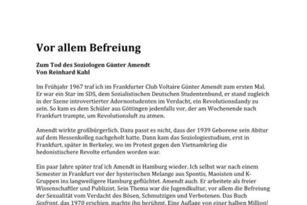 DIE ZEIT Zum Tod von Günter Amendt
