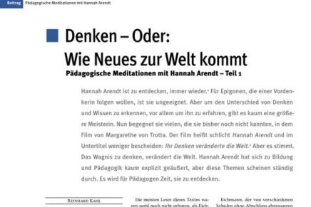 Päd. Meditation mit Hannah Arendt I.