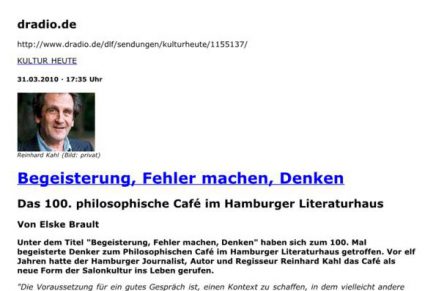 DRadio Kultur heute zum 100. Philo Café