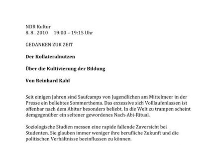 NDR  Der Kollateralnutzen: Bildung kultivieren