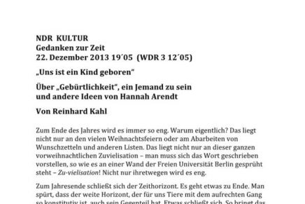 NDR Kultur – „Uns ist ein Kind geboren“