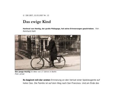 DIE ZEIT Hartmut von Hentig   Das ewige Kind