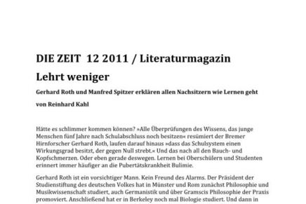 DIE ZEIT Lehrt weniger  Eine Rezension