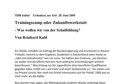 ndr kultur Trainingscampus oder Zukunftswerkstatt?
