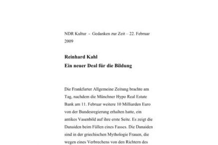 NDR Gedanken zur Zeit Neuer Deal für die Bildung