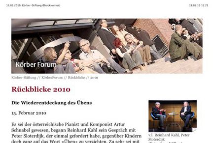 rückblick Körberforum mit Sloterdijk über Üben