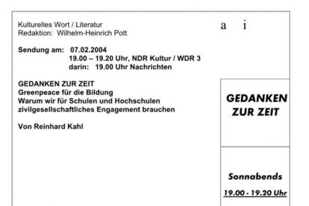 NDR Greenpeace für die Bildung