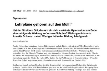 „Lehrpläne auf den Müll“